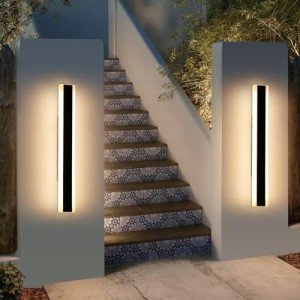 Mikeru 60CM Black Outdoor Wall Lights - 2 Pack