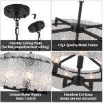 Black Crystal Chandelier with 5 Adjustable Lights