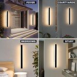 Mikeru 60CM Black Outdoor Wall Lights - 2 Pack