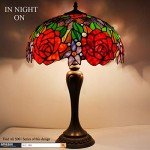 Tiffany Style Red Rose Table Lamp for Home