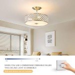 Antique Brass Crystal Semi Flush Ceiling Light