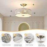 Antique Brass Crystal Semi Flush Ceiling Light