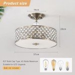 Antique Brass Crystal Semi Flush Ceiling Light
