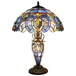 Tiffany Blue Purple Stained Glass Table Lamp