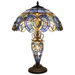 Tiffany Blue Purple Stained Glass Table Lamp