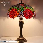 Tiffany Style Red Rose Table Lamp for Home