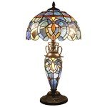 Tiffany Stained Glass Table Lamp - Blue & Purple