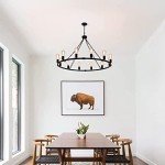 Rustic Farmhouse 12-Light Black Metal Chandelier