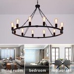 Rustic Farmhouse 12-Light Black Metal Chandelier