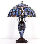 Tiffany Blue Purple Stained Glass Table Lamp