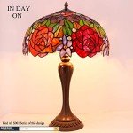Tiffany Style Red Rose Table Lamp for Home