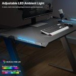 Eureka Ergonomic Gaming Desk with RGB LED Lights