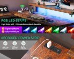 L-Shaped Gaming Desk with LED Lights and Drawers
