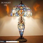 Tiffany Stained Glass Table Lamp - Blue & Purple