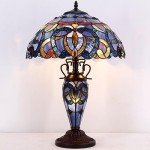 Tiffany Blue Purple Stained Glass Table Lamp