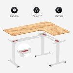 Light Brown Adjustable L-Shaped Electric Standing Desk