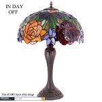 Tiffany Style Red Rose Table Lamp for Home