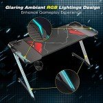 Z-Shaped Gaming Desk with RGB Lights and Accessories