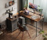 Huuger L-Shaped Gaming Desk with LED Lights
