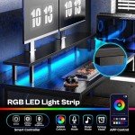 L Shaped Gaming Desk with LED Lights & Storage