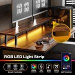 Huuger L-Shaped Gaming Desk with LED Lights