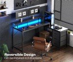 L Shaped Gaming Desk with LED Lights & Storage