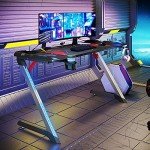 Z-Shaped Gaming Desk with RGB Lights and Accessories