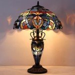 Tiffany Blue Purple Stained Glass Table Lamp