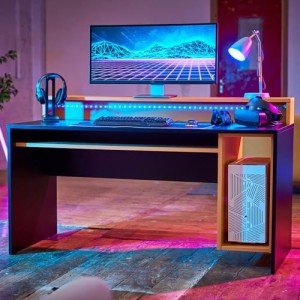 Avatar LED Gaming Desk - Black with Orange Tint
