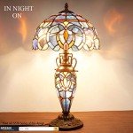 Tiffany Stained Glass Table Lamp - Blue & Purple