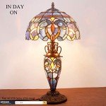 Tiffany Stained Glass Table Lamp - Blue & Purple