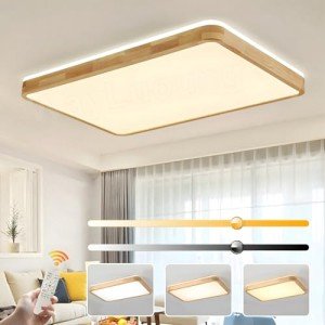 Wooden LED Ceiling Light with Remote Control