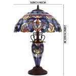 Tiffany Blue Purple Stained Glass Table Lamp