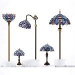 Tiffany Stained Glass Table Lamp - Blue & Purple