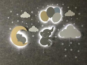 Furpinea 4-Piece Nursery Lamp Set - Moon & Cloud