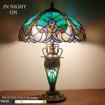 Green Stained Glass Tiffany Table Lamp 16"Inches