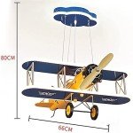 Blue Airplane LED Ceiling Light for Kids' Room