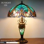 Green Stained Glass Tiffany Table Lamp 16"Inches