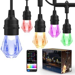 Outdoor Smart String Lights with Dimmer & WiFi