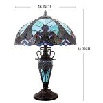 Green Stained Glass Tiffany Table Lamp 16"Inches