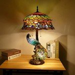 Baroque Tiffany Style Peacock Table Lamp - 18 Inch