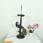 Baroque Tiffany Style Peacock Table Lamp - 18 Inch