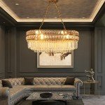 Modern Gold Crystal Chandelier Pendant Light Fixture
