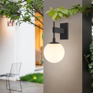 Large Outdoor Wall Sconce with Globe Glass