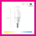WiZ Smart Candle Light Bulb - Dimmable White E14