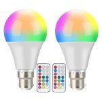 RGBW Color Changing LED Bulbs with Remote - 2 Pack
