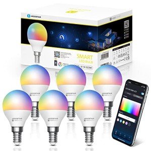 Aigostar Smart E14 Bulbs, 6 Pack, WiFi Compatible