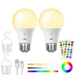 USB Rechargeable Smart RGB Light Bulb 2-Pack