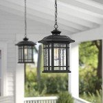 Emliviar Modern Black Outdoor Pendant Lantern 14