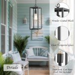 Bestshared Black Outdoor Pendant Lantern with Glass
